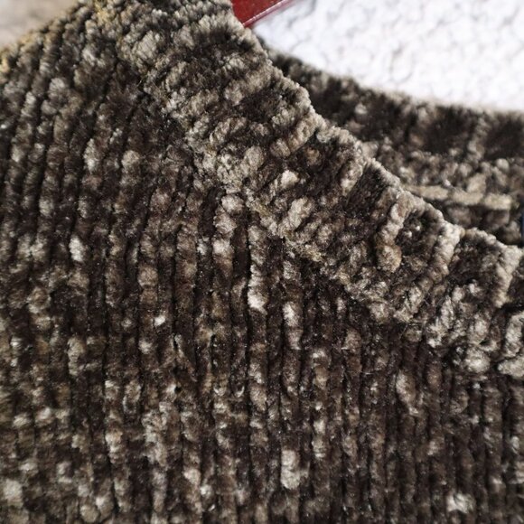 Zara Knit Chenille Crop Sweater Brown Scalloped Hem Size S Soft Comfy - Picture 8 of 12